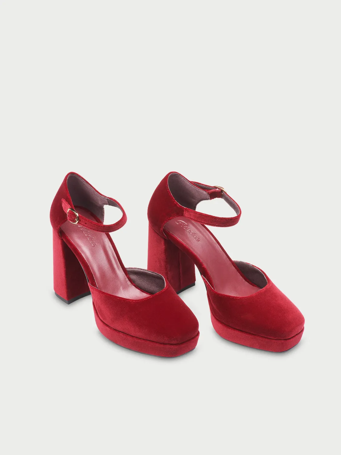 Flagelus Flamenco pantofi cu toc rosii catifea 9 cm