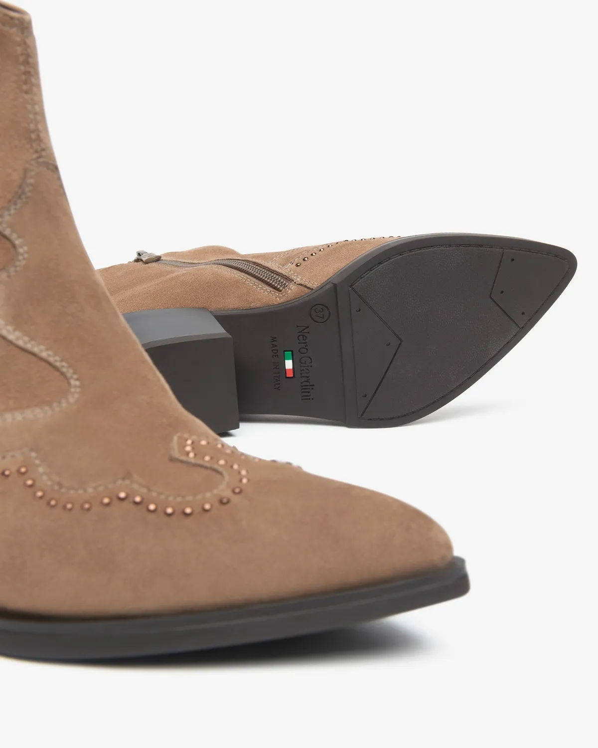 NeroGiardini botine dama western piele intoarsa toc 5 cm