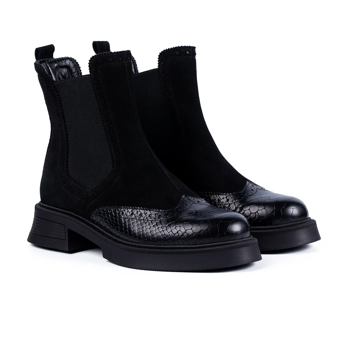 Lucas Shoes 400 ghete piele negru croco dama