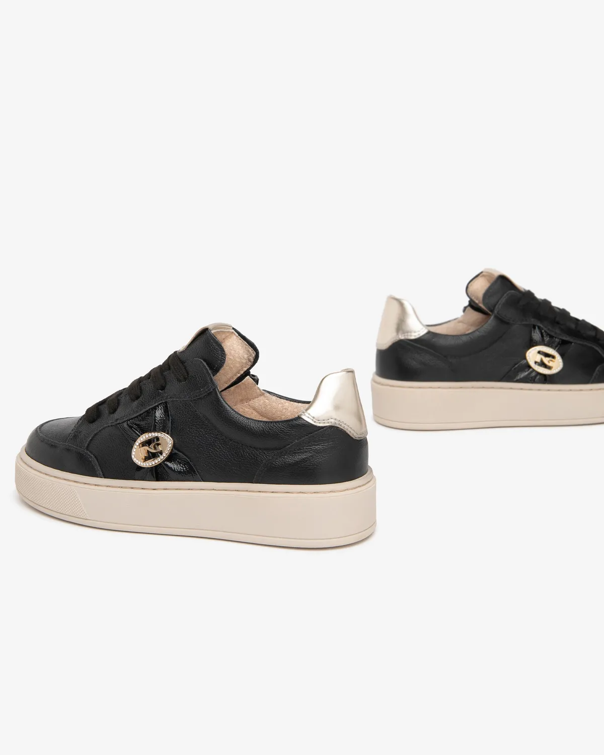 NeroGiardini sneakers fete piele lac si bijuterie