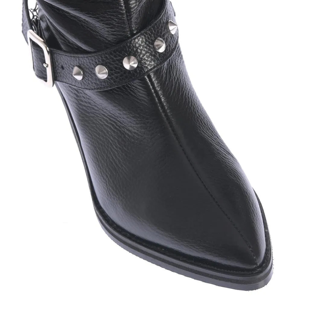 Ana Urbana Shoes Janis ciocate negre piele toc gros