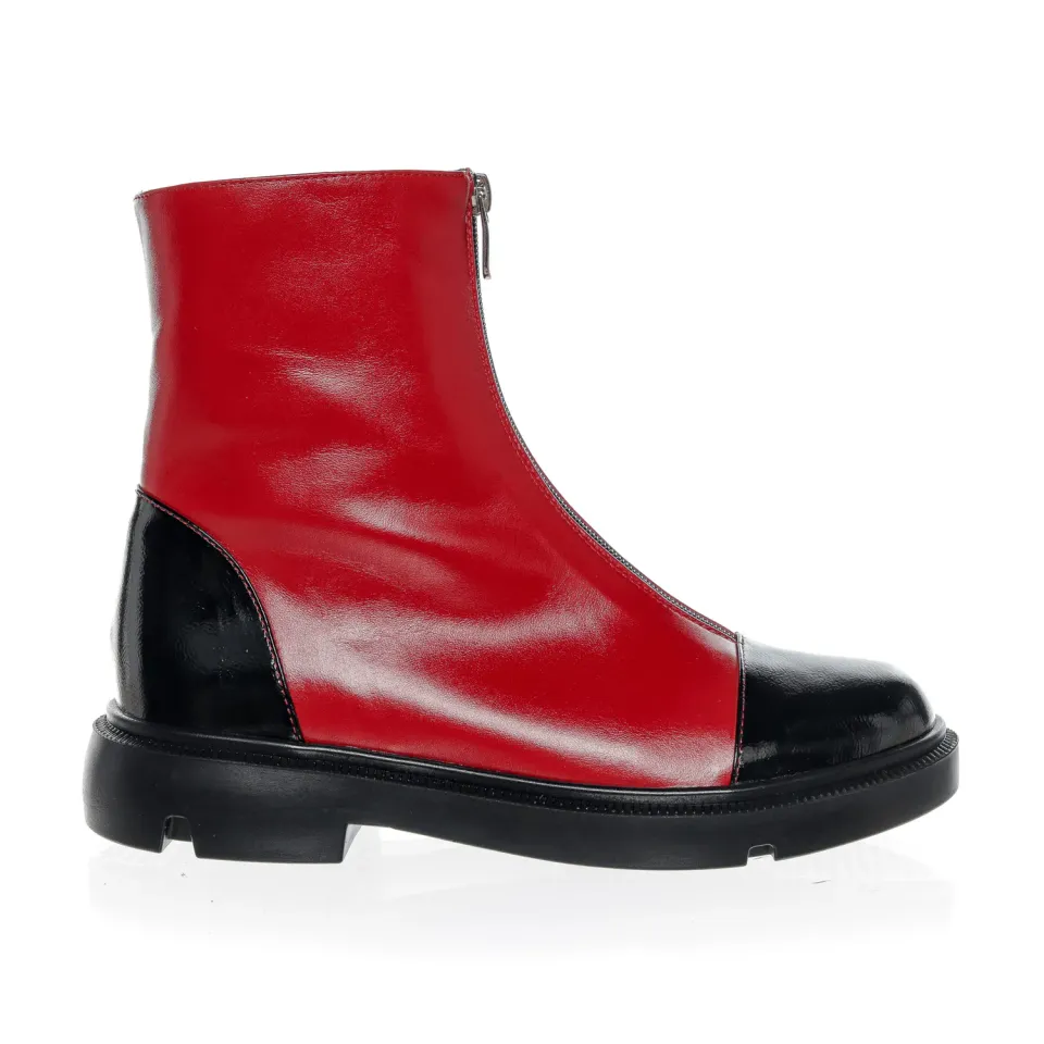 Catinca Shoes BC25 RBNL bocanci dama rosu negru piele