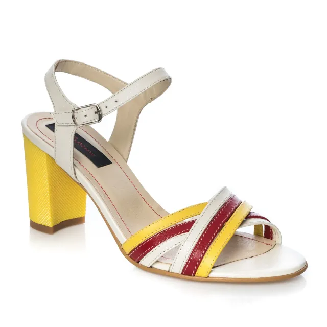 Catinca Shoes S3 ARG sandale piele alb roșu galben