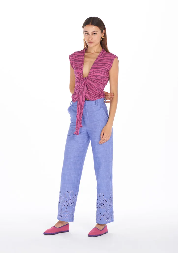 Flagelus Ling Pink top damă roz decupat la spate