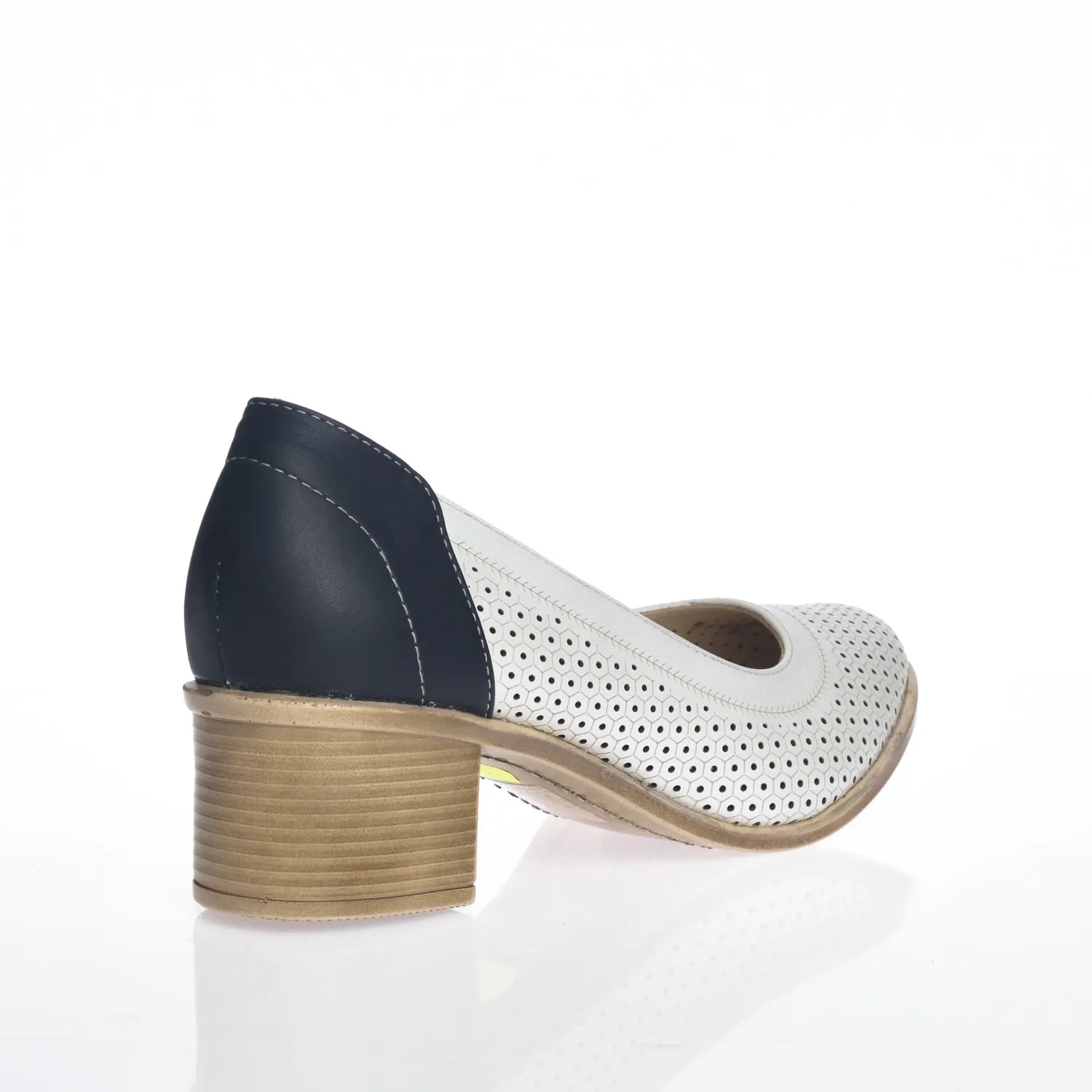 Catinca Shoes T2 AB pantofi dama alb bleumarin piele naturala