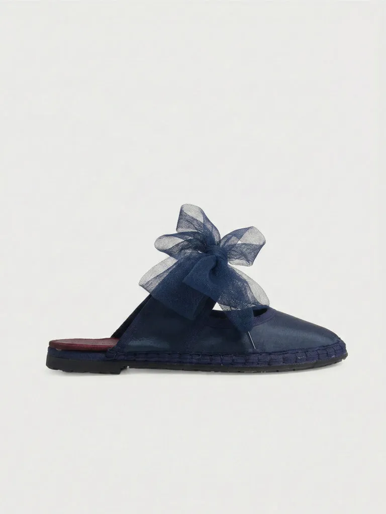 Flagelus Cinna Navy pantofi matase bleumarin