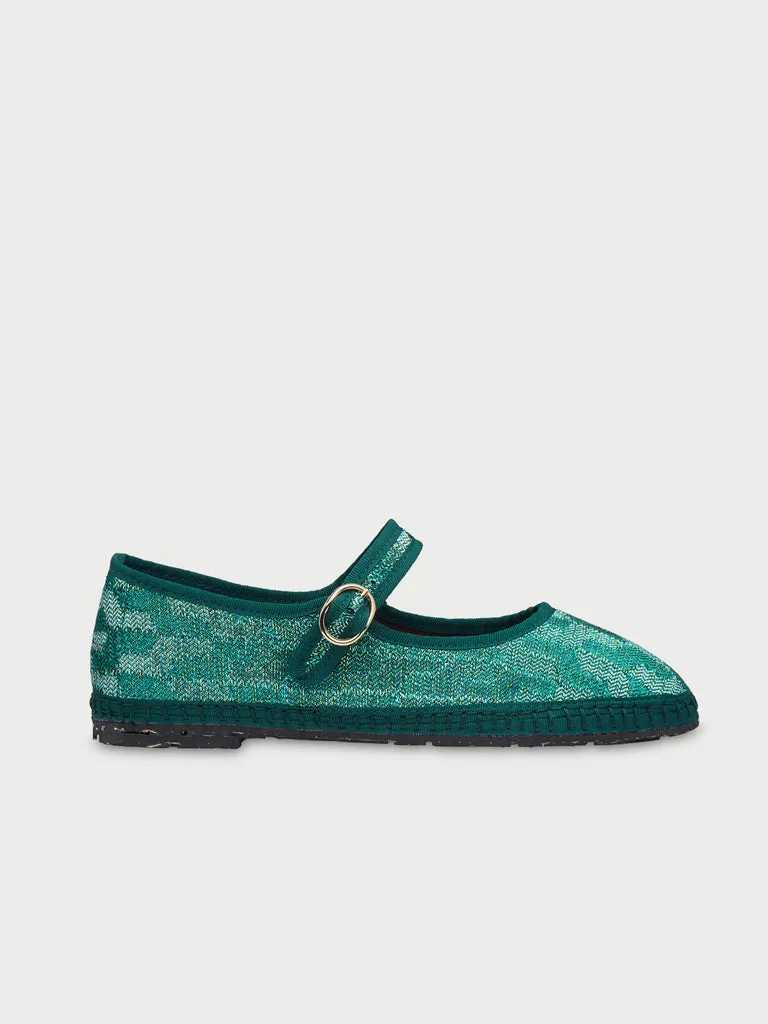 Flagelus Bilbo pantofi Mary Jane verde lurex