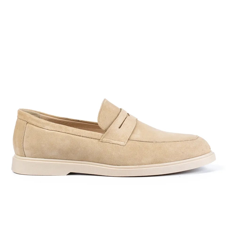 Lucas Shoes Ezra mocasini bej velur piele naturala