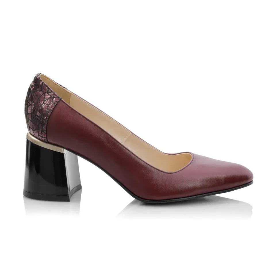 Catinca Shoes A64 BM pantofi dama piele naturala bordo mozaic