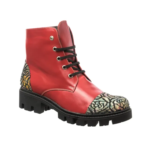 Catinca Shoes BC26 RBT bocanci dama piele rosii trandafiri