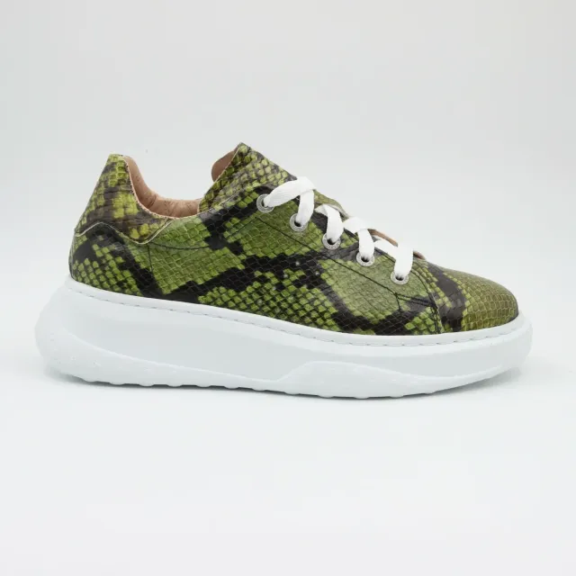 Lucas Shoes Sneaker 5101 RV Green Snake piele naturala