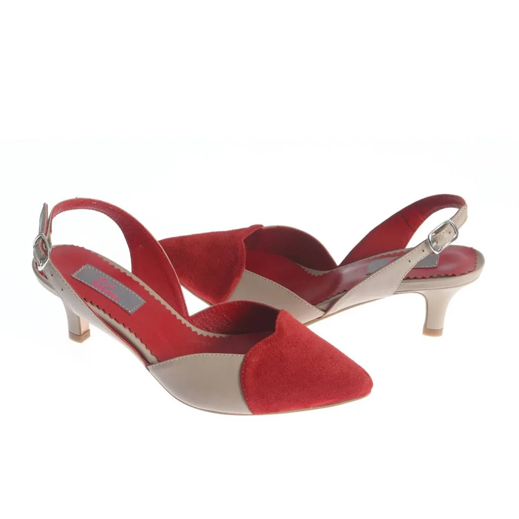 Ana Urbana Shoes Nashville sandale bej-rosu slingback