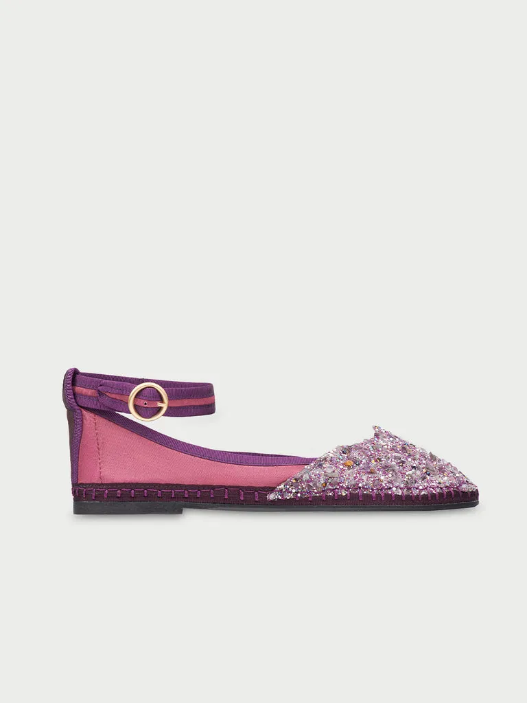 Flagelus Courts Mule Cristal Garnet balerini matase