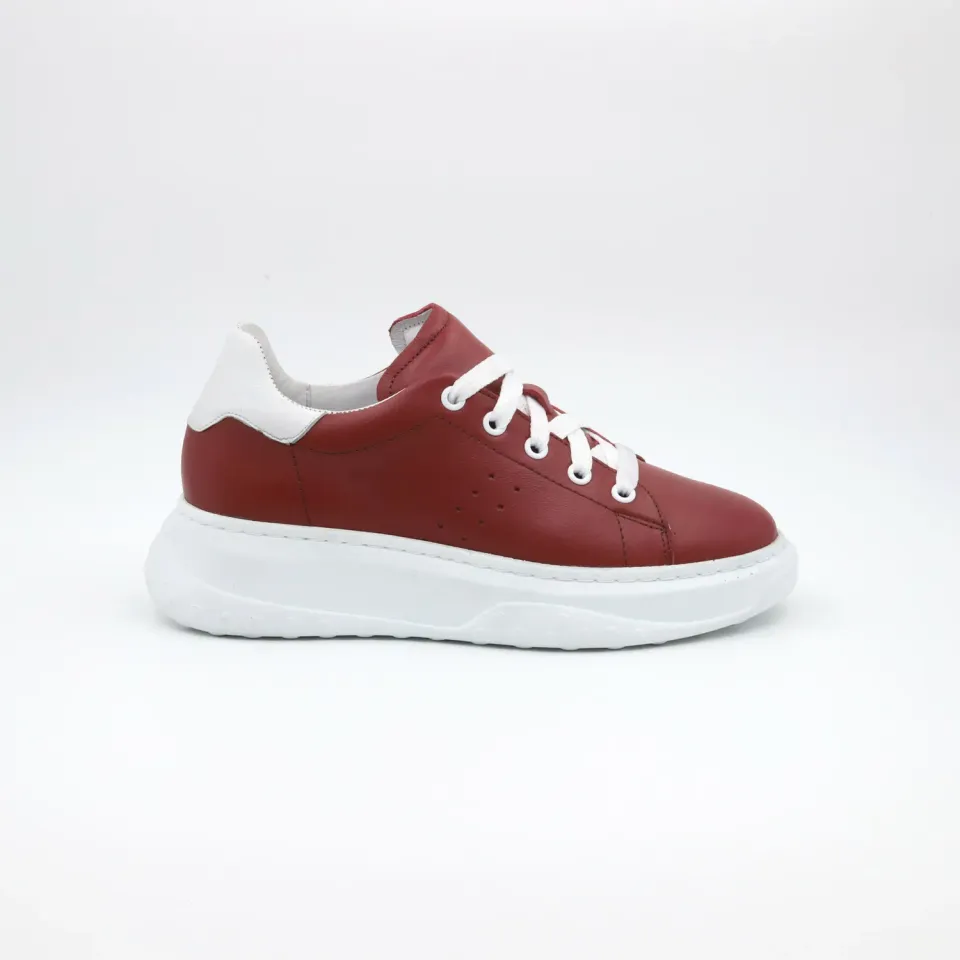 Lucas Shoes 5101 RV sneakers rosu-alb piele naturala
