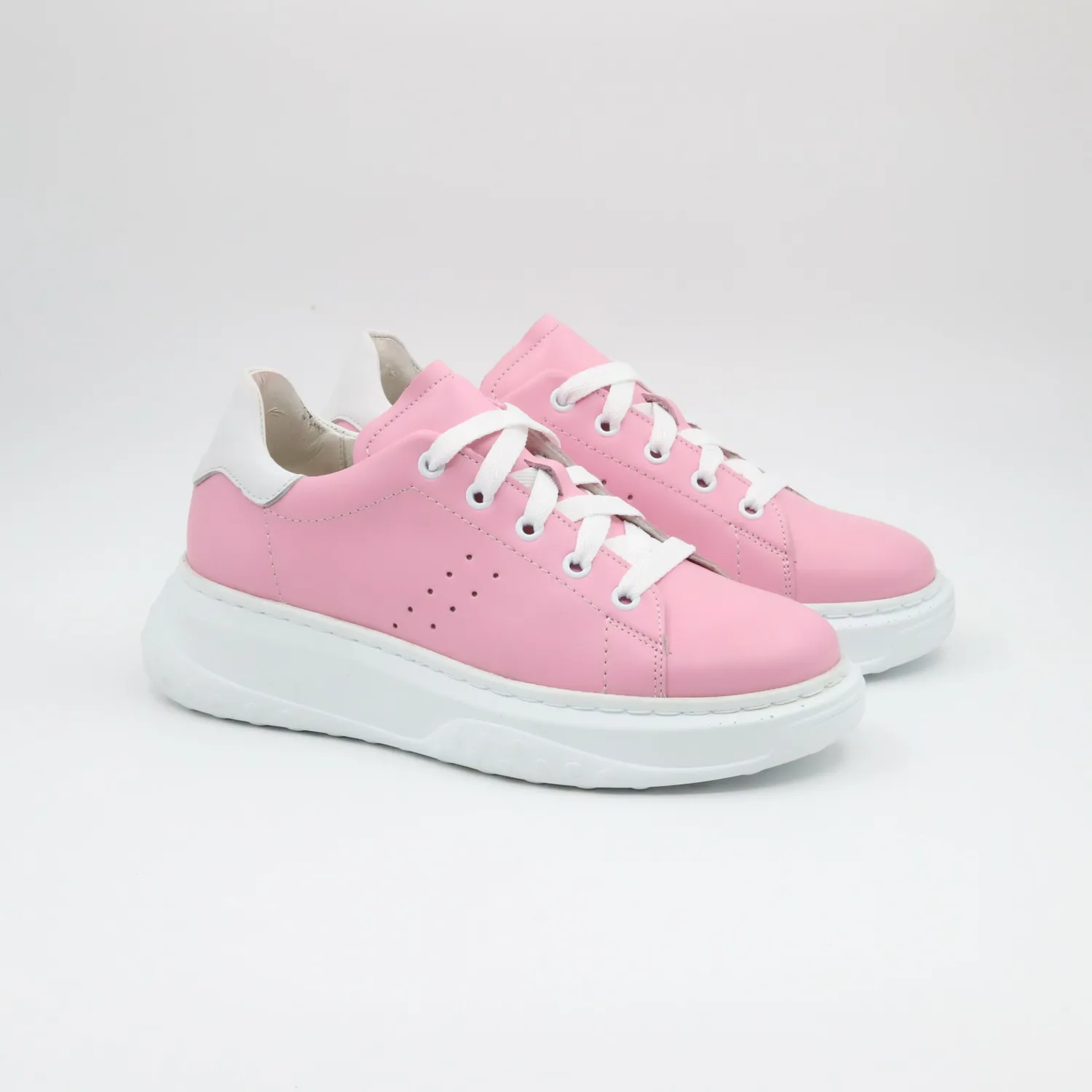 Lucas Shoes 5101 RV Pink White sneakers roz piele