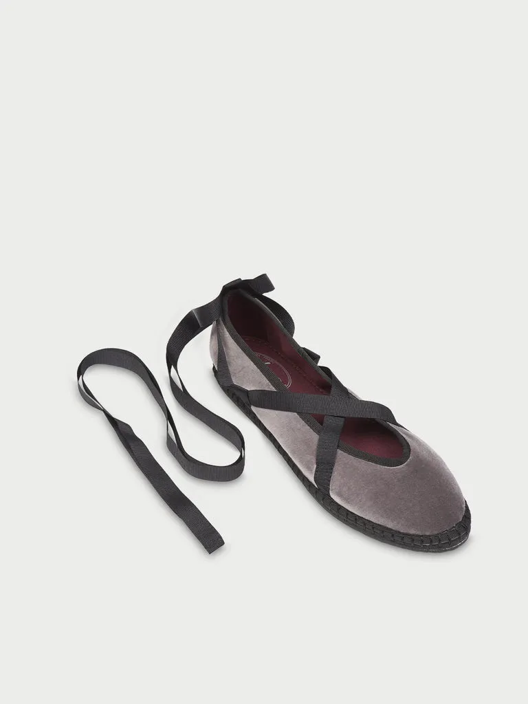Flagelus Eichiro Velvet Ribbon pantofi gri catifea