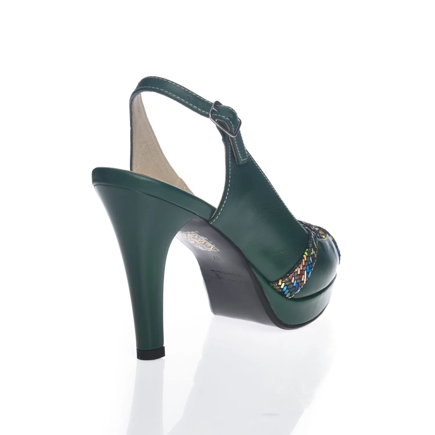 Catinca Shoes 025 VBM sandale dama verzi piele mozaic