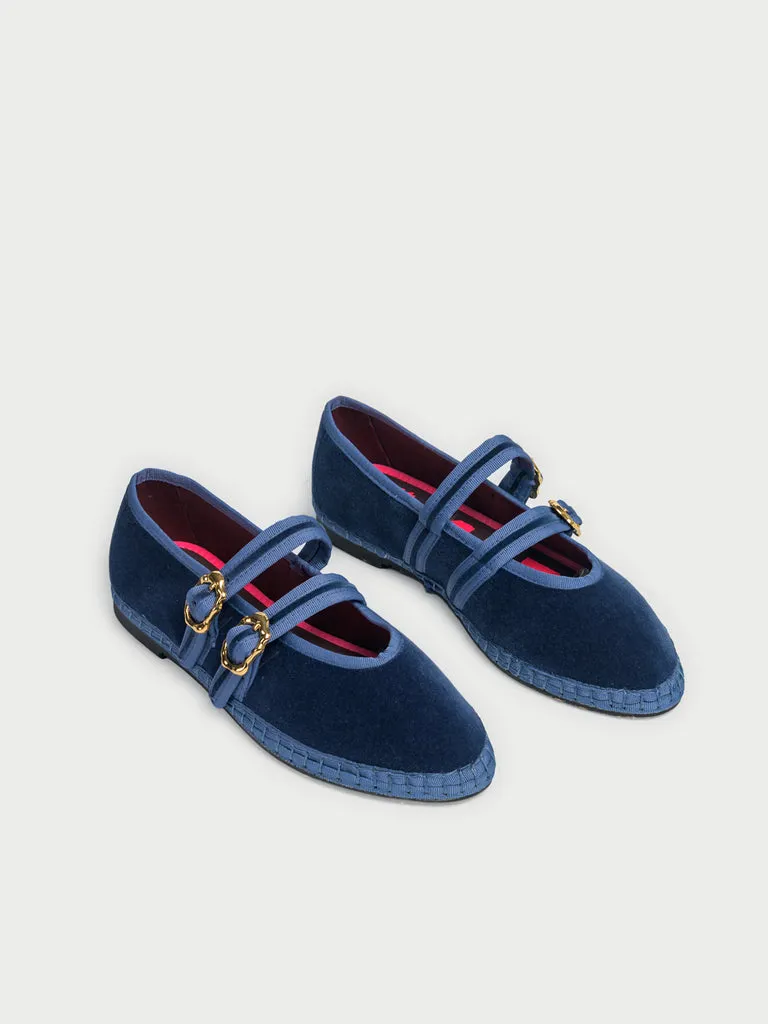 Flagelus Claire Sea Blue pantofi catifea