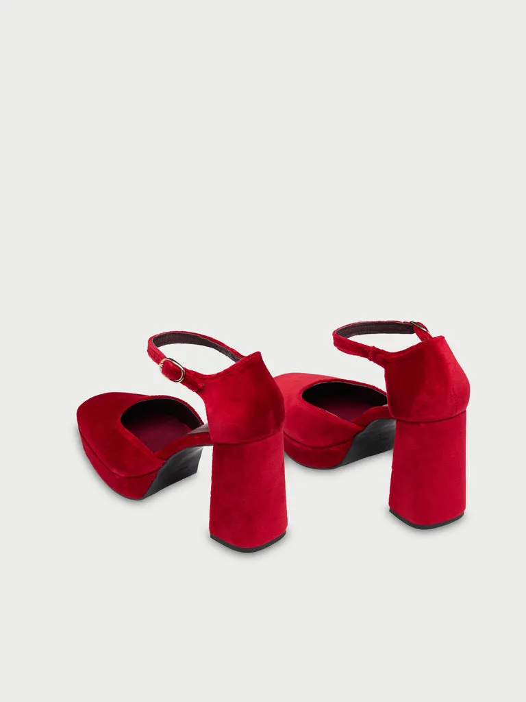 Flagelus Flamenco Red pantofi toc catifea roșu 9 cm