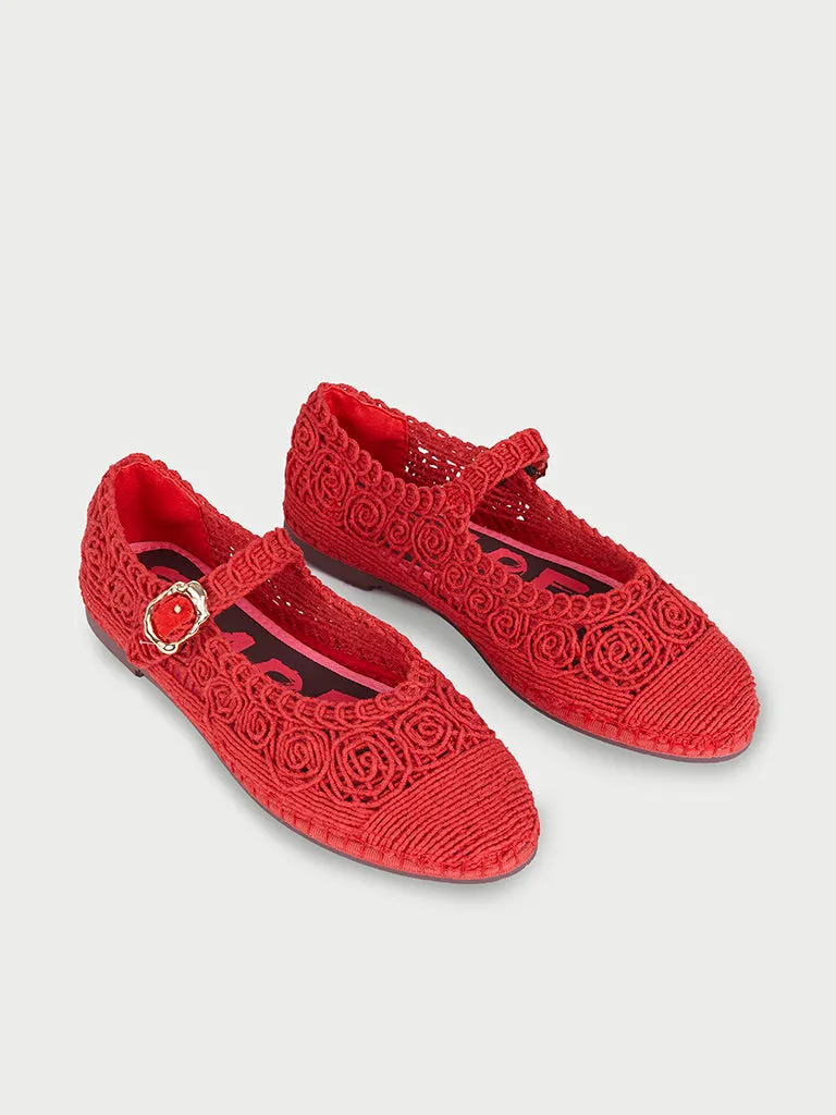 Flagelus Kyra Breeze Red pantofi broderie rosii
