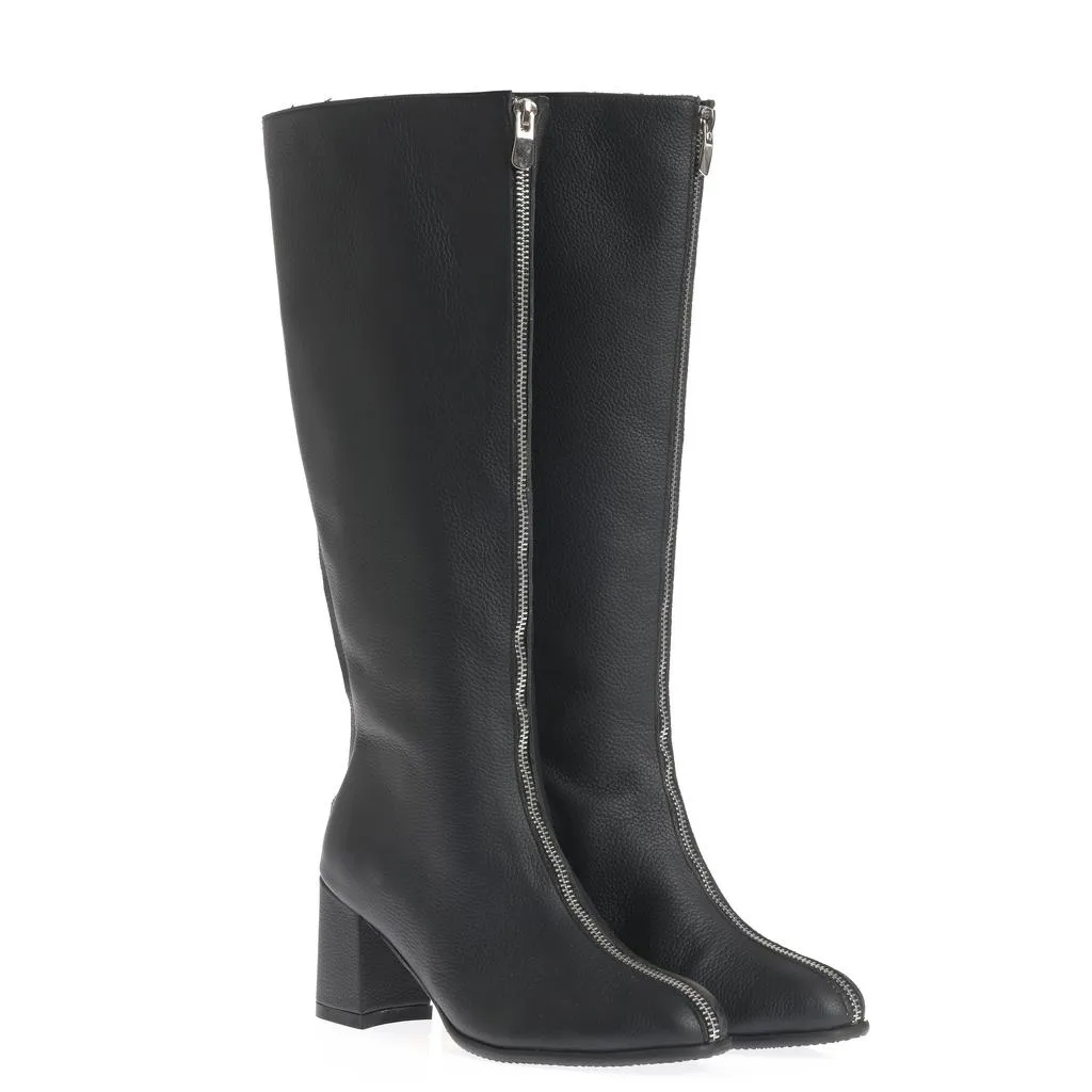 Ana Urbana Shoes Irina cizme negre piele toc gros