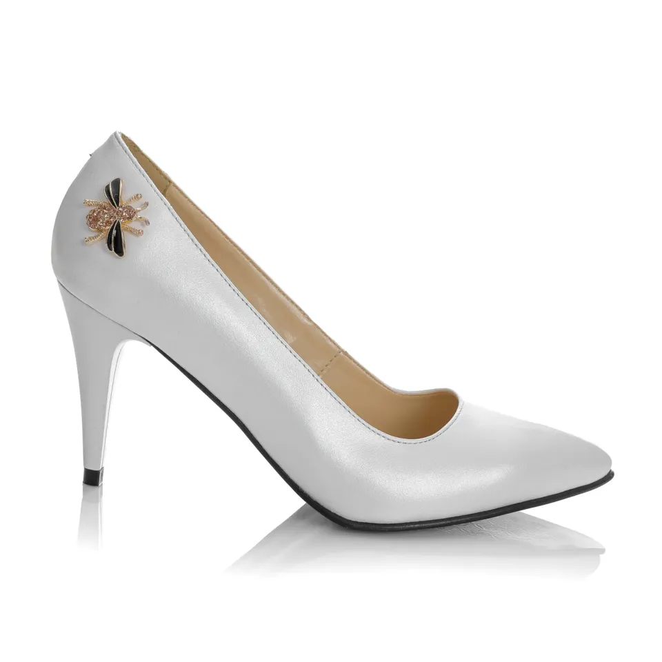 Catinca Shoes A49 AS pantofi dama piele alb sidef