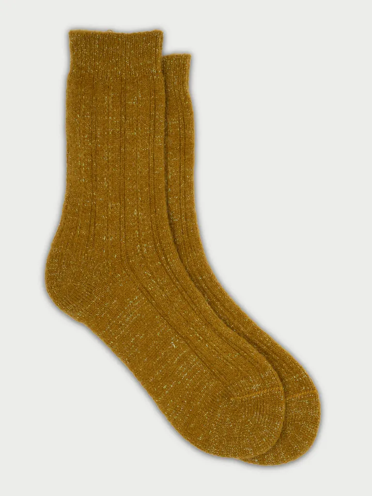 Flagelus Crown and Crotchet sosete galben mustar