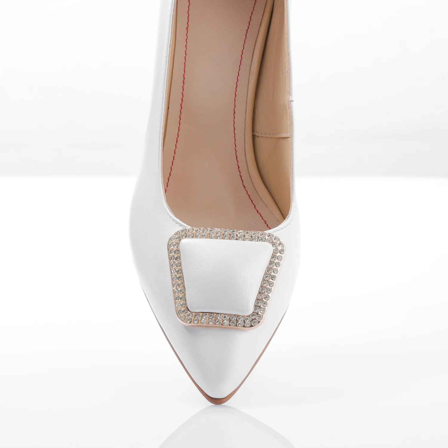 Catinca Shoes A61 AB pantofi dama alb box piele naturala