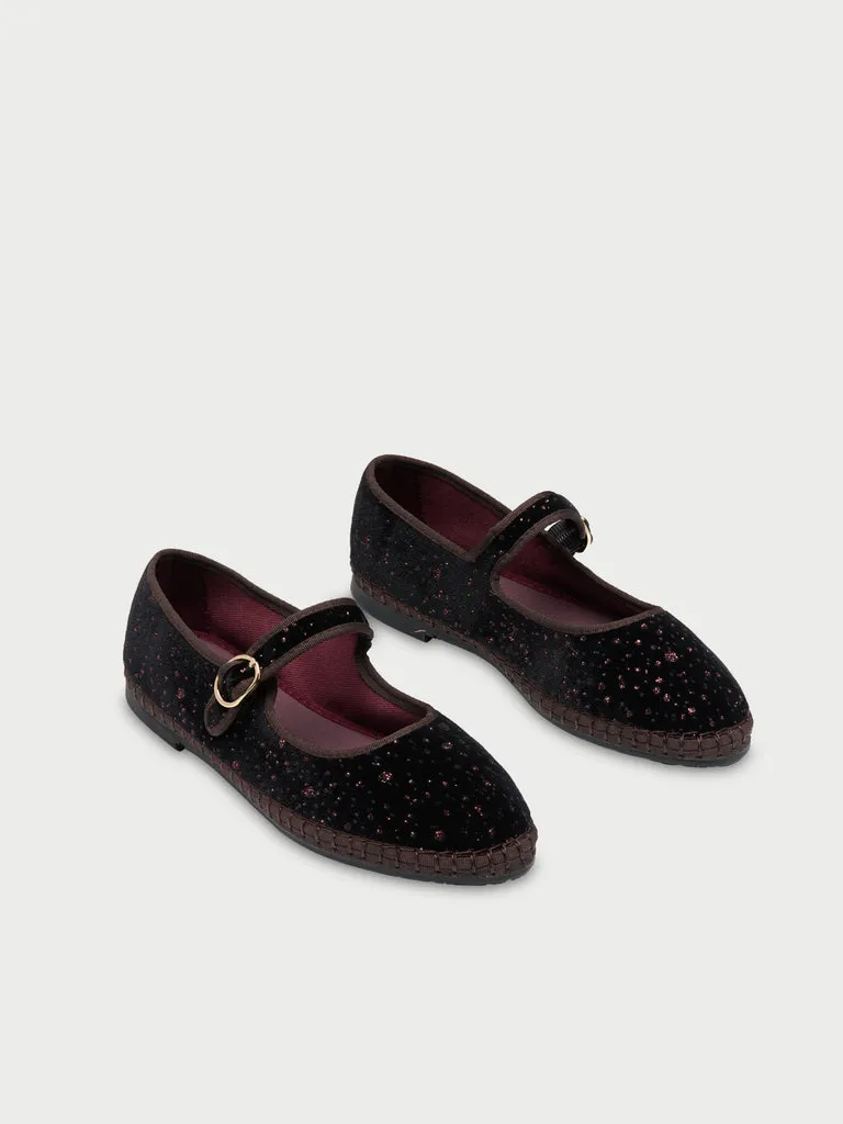 Flagelus Ondine pantofi Mary Jane maro catifea
