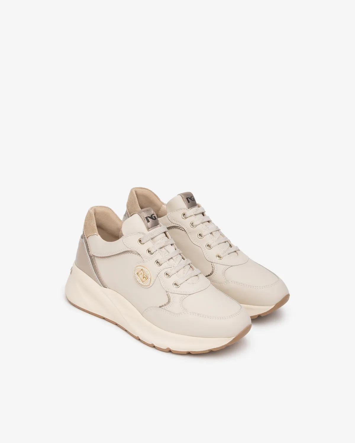 Sneakers dama NeroGiardini piele cu strasuri