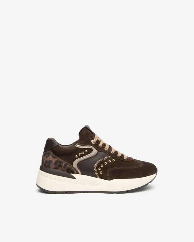 NeroGiardini sneakers damă piele întoarsă talpă înaltă