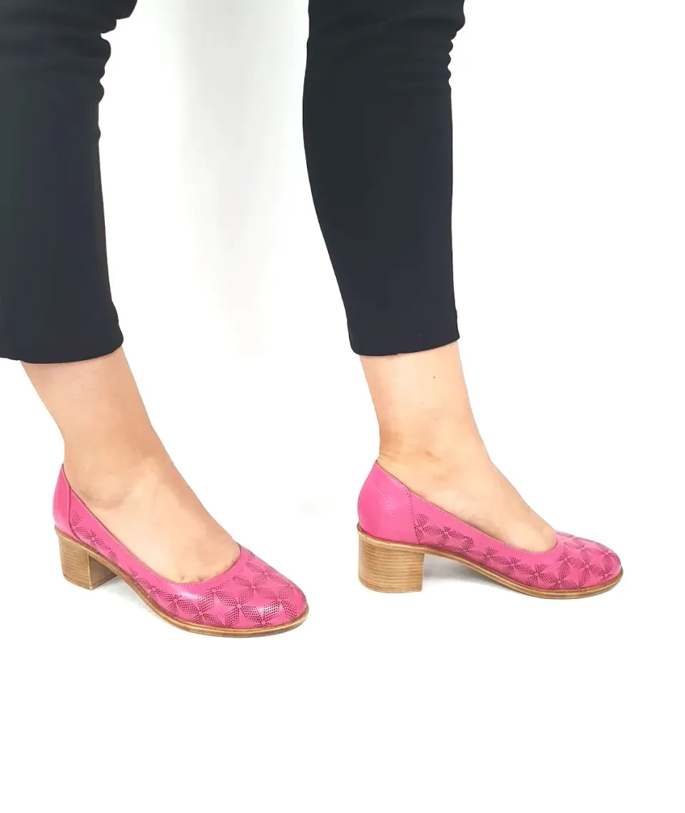 Catinca Shoes T13 RZ pantofi piele roz perforati