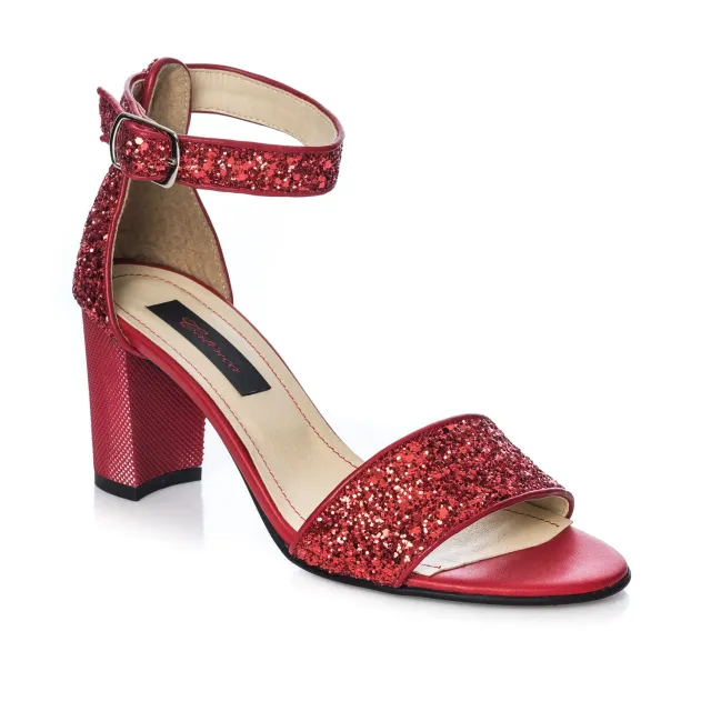 Catinca Shoes S7 GR sandale dama piele rosii glitter