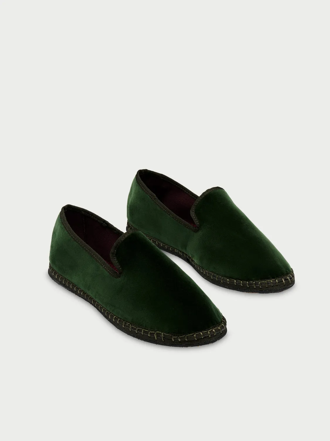 Flagelus Oy papuci verde inchis catifea bumbac