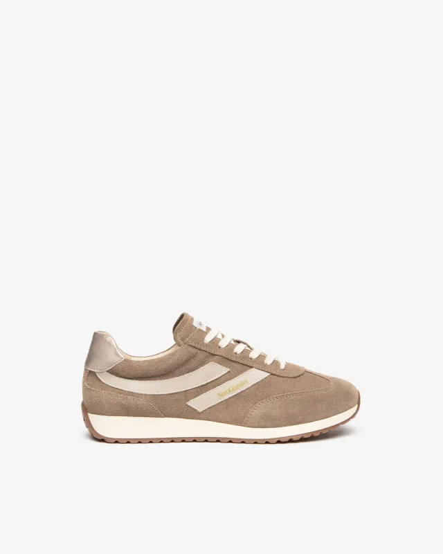 Sneakers damă NeroGiardini piele întoarsă bej