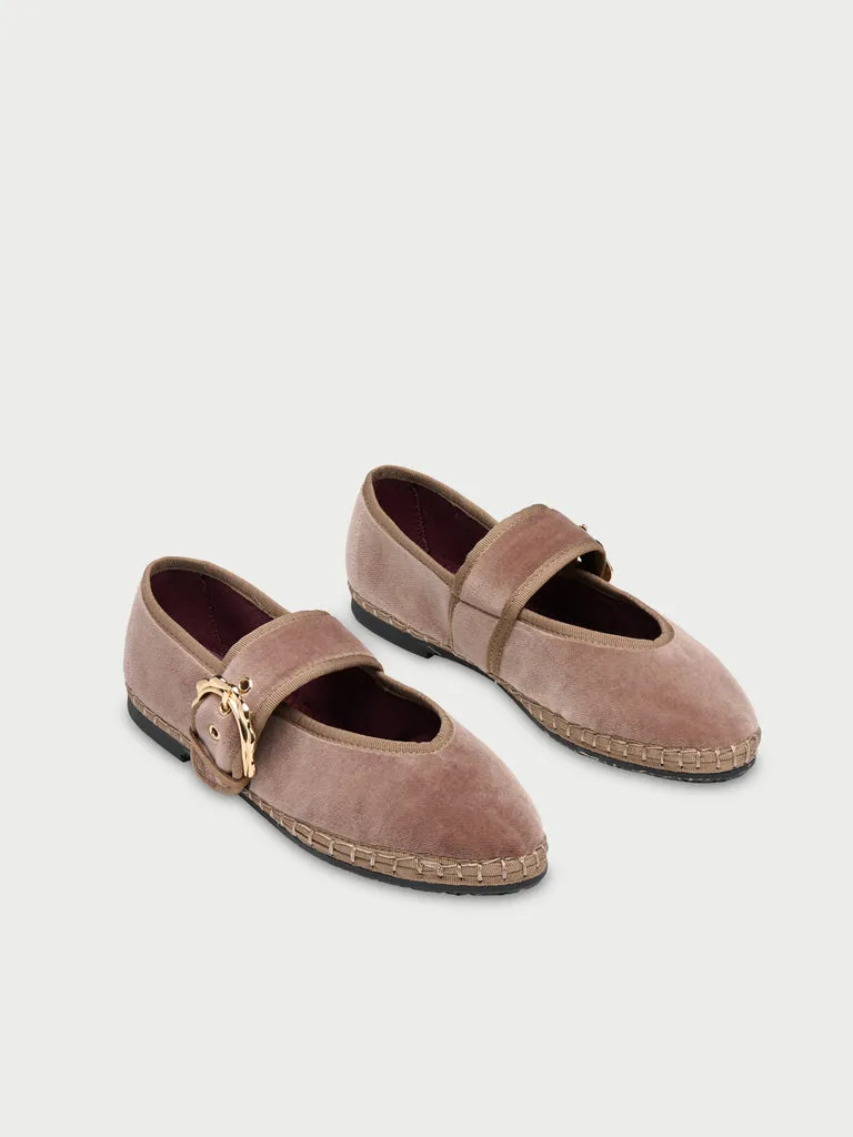 Flagelus Sophie Brown pantofi mary jane maro catifea