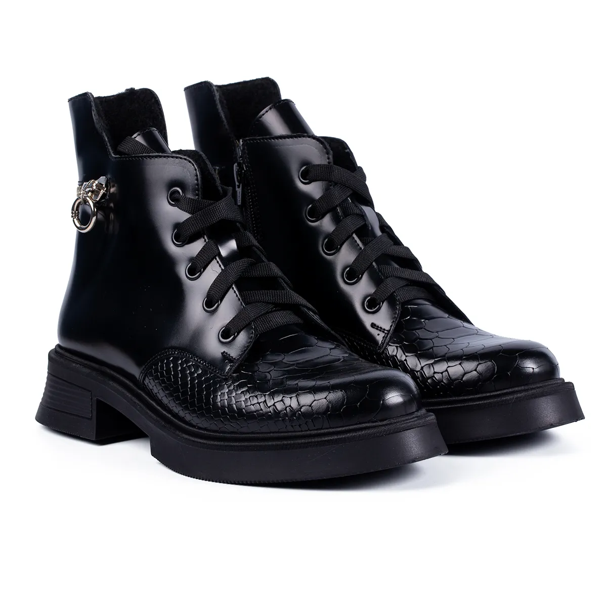 Lucas Shoes 411 ghete dama piele croco lac