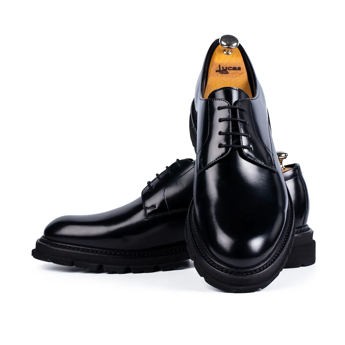 Lucas Shoes 346 Ukr pantofi barbati negru lac piele naturala