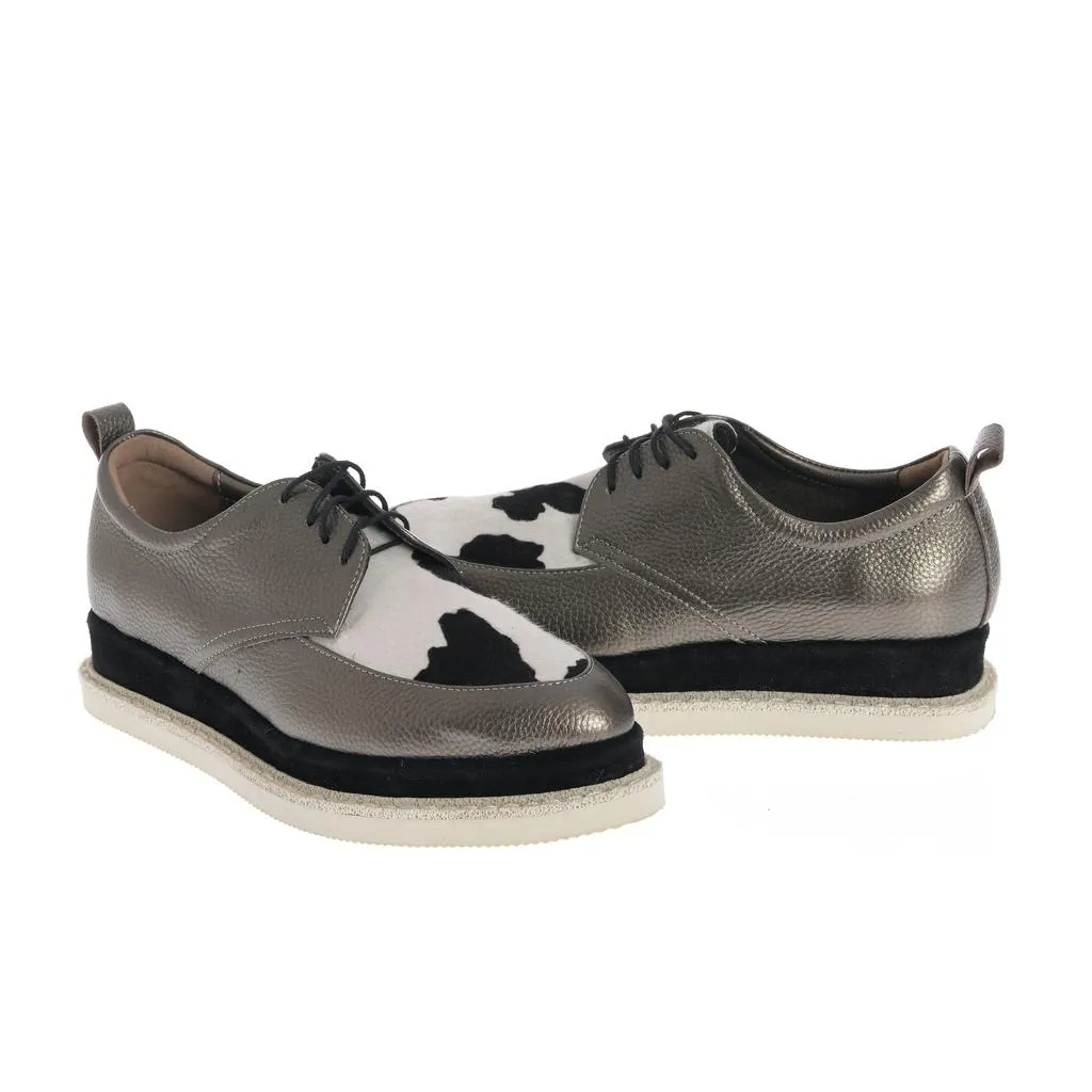 Ana Urbana Shoes Washington DC pantofi argintii print vaca