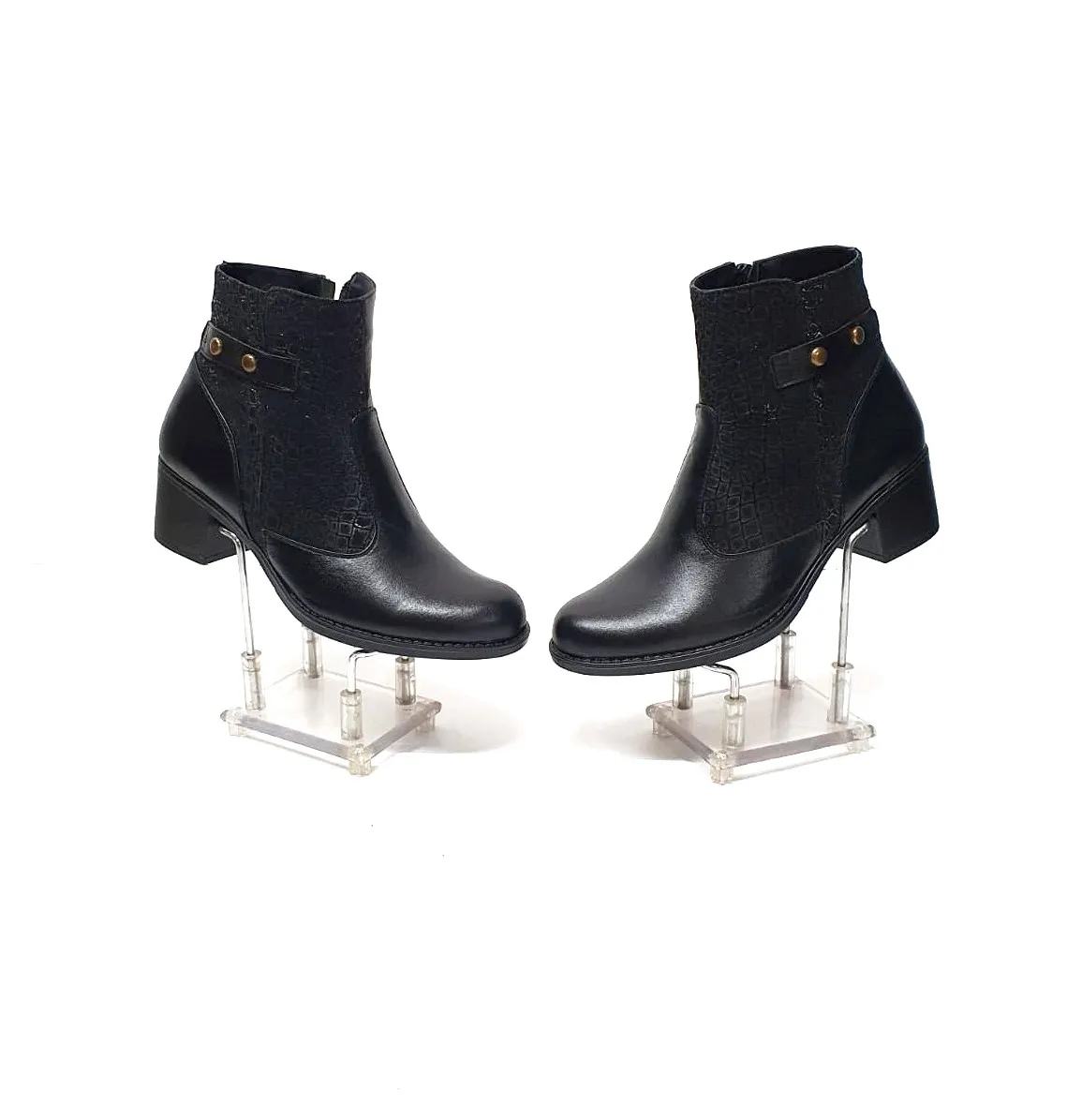 Catinca Shoes GX53 NBP ghete dama negre pietre piele