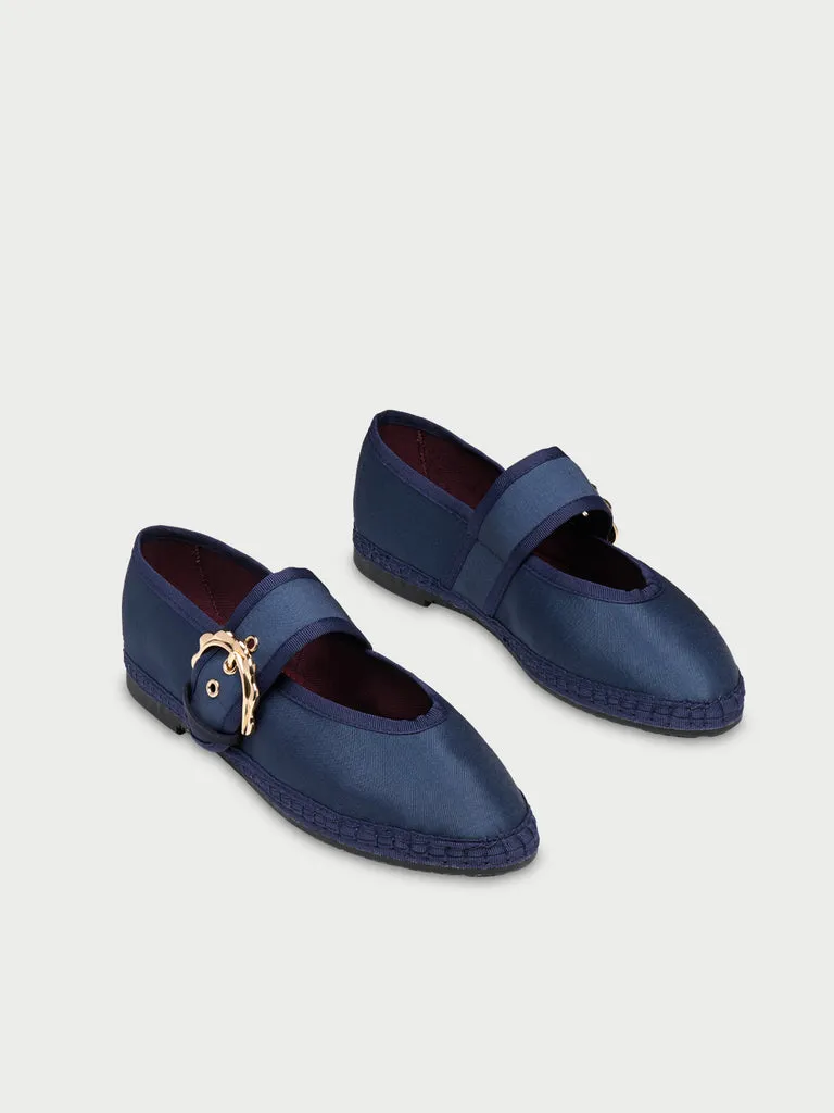 Flagelus Sophie Navy pantofi mary jane matase bleumarin
