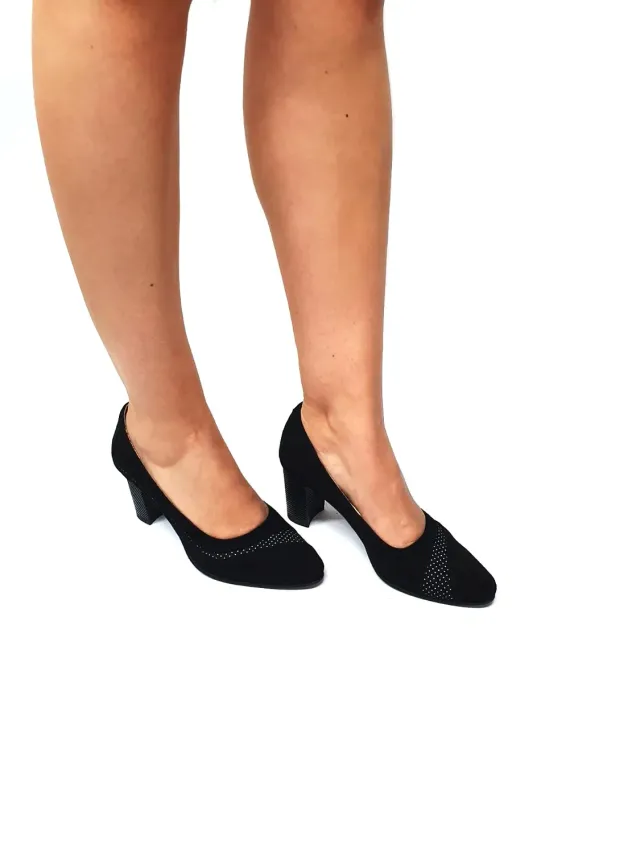 Catinca Shoes 163 NAP pantofi piele negru antilopa puncte