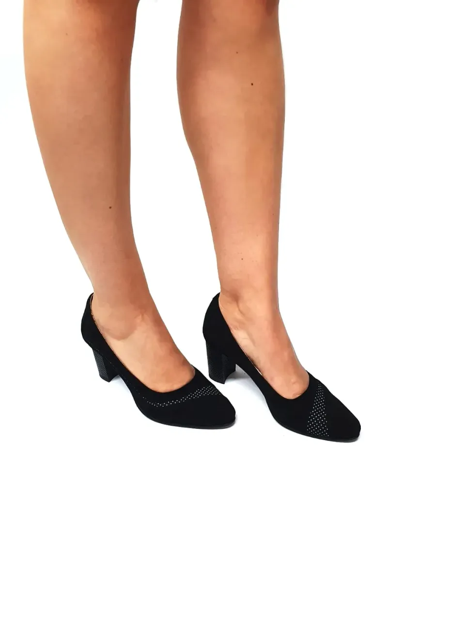 Catinca Shoes 163 NAP pantofi piele negru antilopa puncte