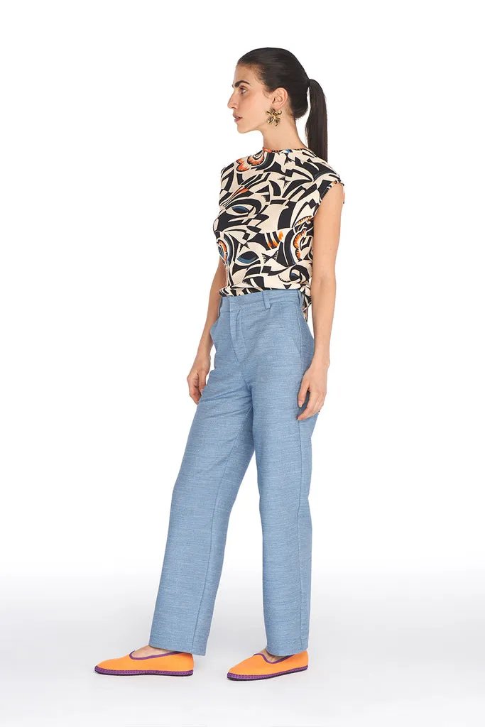 Flagelus Sha Ron blugi drepti bleu din denim