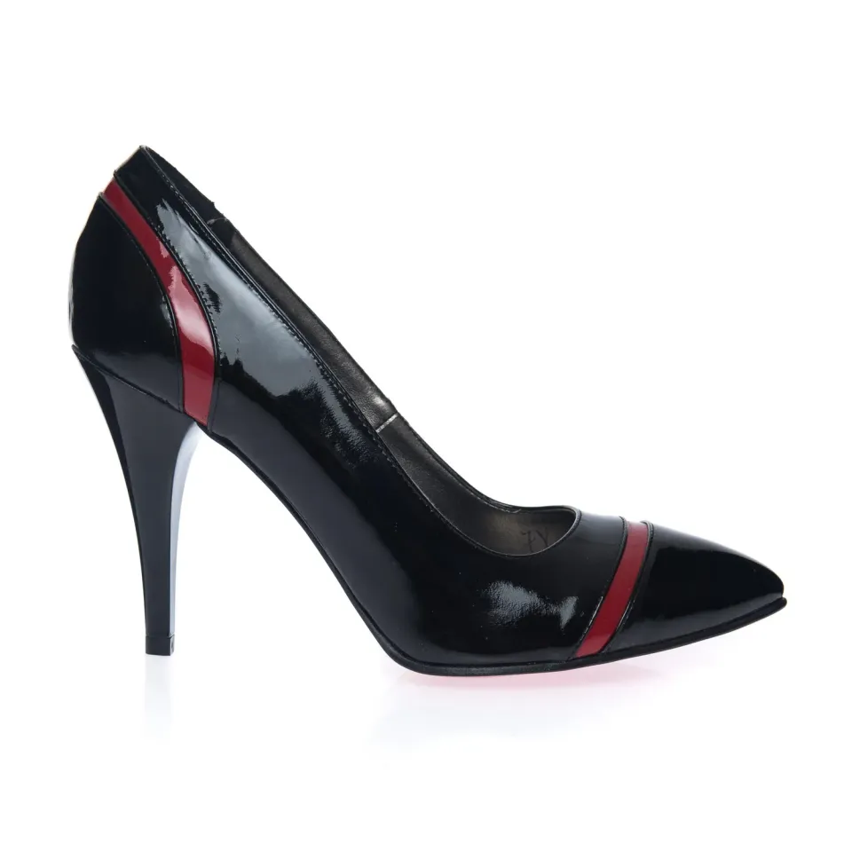 Catinca Shoes 2692 NL pantofi stiletto piele naturala negru lac