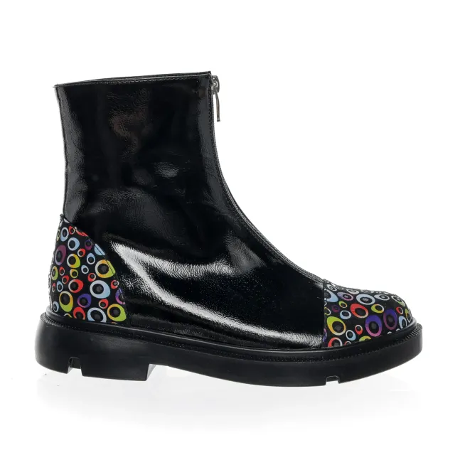 Catinca Shoes BC25 NLPC bocanci lac negru pătrățele