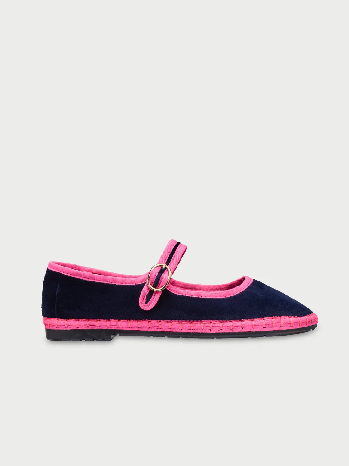 Flagelus Biddy pantofi mary jane catifea bleumarin