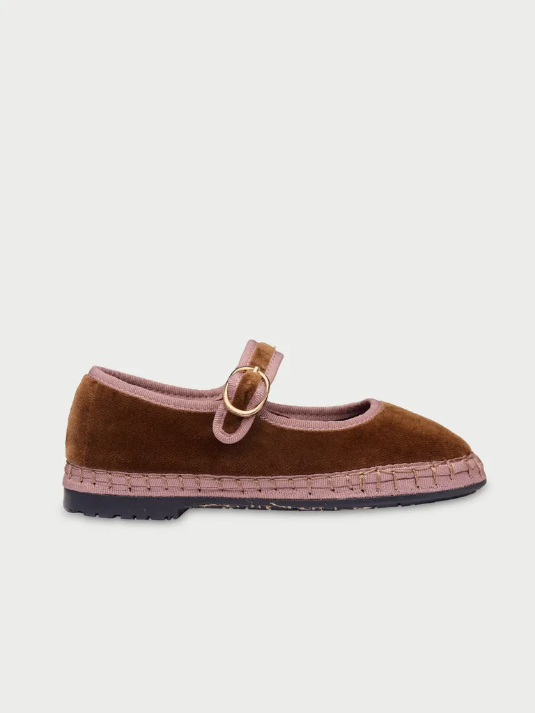 Flagelus Balthasar Kids pantofi copii maro catifea