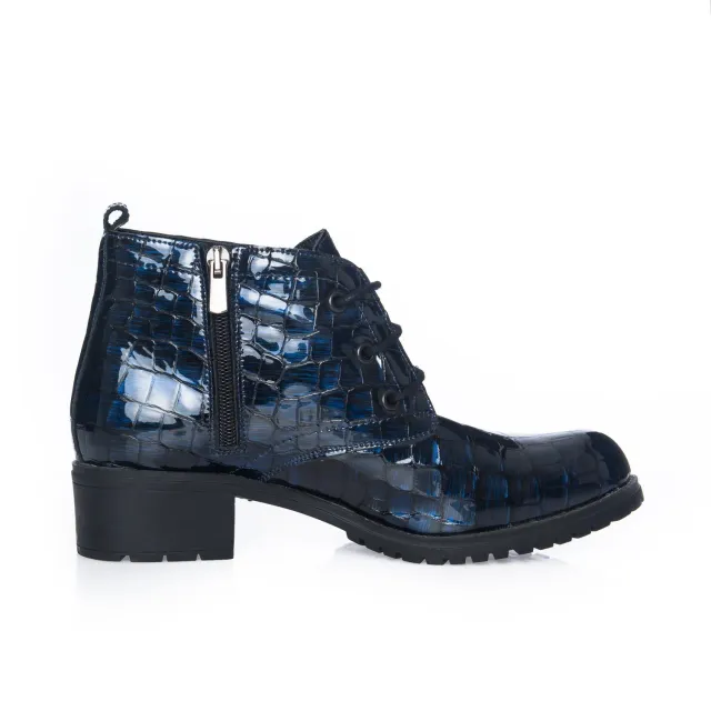 Catinca Shoes Blu Croco BC16 BC ghete dama piele albastre
