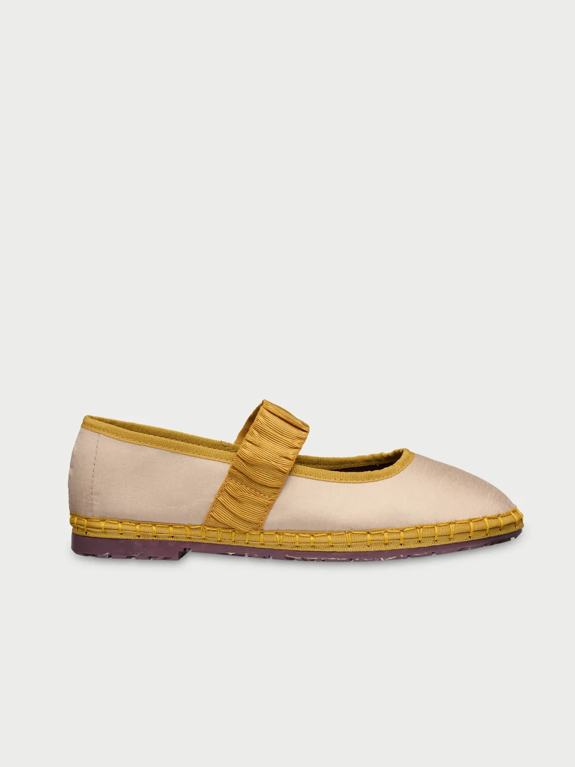 Flagelus Mafalda Ruffle Sand pantofi matase bej